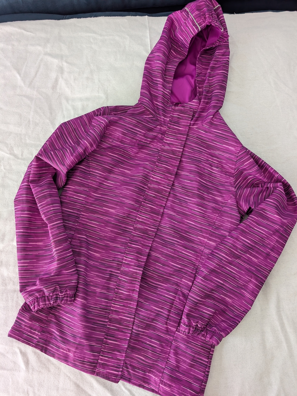 Faded Glory Magenta Striped Hooded Raincoat